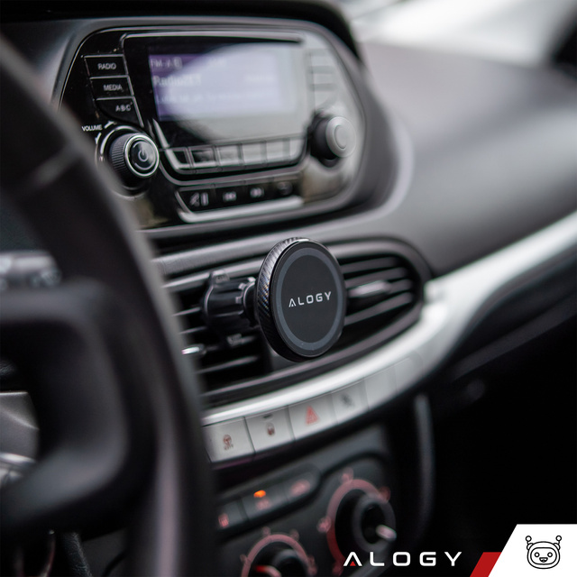 Magnetic car holder for phone, window, grille, cockpit, dashboard, car, phone, Alogy Black