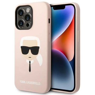 Karl Lagerfeld KLHCP14XSLKHLP case for iPhone 14 Pro Max 6.7" hardcase Silicone Karl`s Head pink/pink
