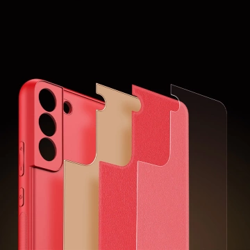 Dux Ducis Yolo elegantní kryt z ekologické kůže pro Samsung Galaxy S22 (S22 Plus) červený