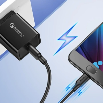 Uzelený kábel USB – micro USB 2.4 A 480 Mb/s 1,5 m čierny (US289 60137)