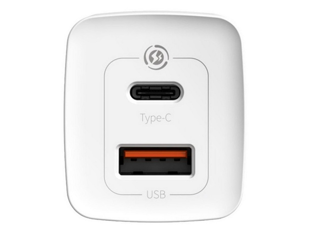 Швидкий зарядний пристрій Baseus GaN2 Lite USB USB-C 65W EU White