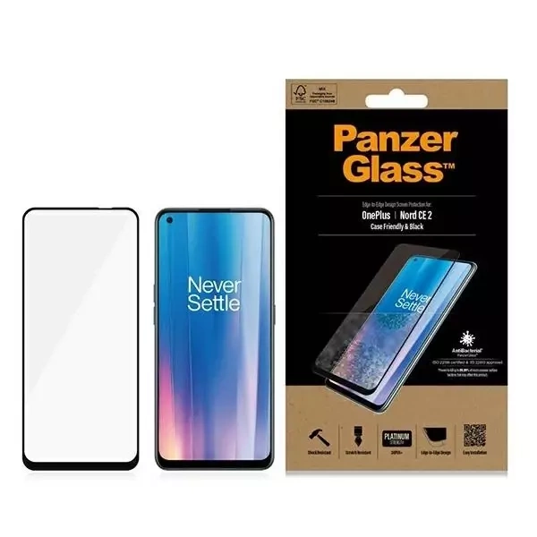 PanzerGlass E2E Super tvrdené sklo pre OnePlus Nord CE 2 Case Friendly čierna/čierna