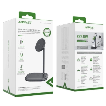 Bezdrátová nabíječka Acefast 15W Qi pro iPhone (s MagSafe) a stojánek Apple AirPods Magnetický držák šedý (E6 šedý)