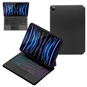 Puzdro s klávesnicou pre Apple iPad Pro 11" 2021/2020 iPad Air 10,9" 2022/2020 iPad Air 11" 2024/2025, touchpad a LED podsvietenie, magnetický držiak, puzdro Alogy MagnetKeyboard™ – čierne