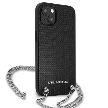 Etui Karl Lagerfeld KLHCP13MPMK na iPhone 13 6,1" pevné puzdro s koženou textúrou a reťazou