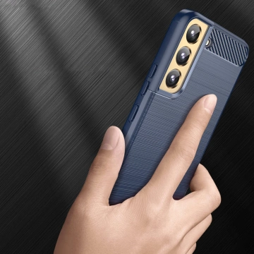 Handyhülle Carbon Case für Samsung Galaxy S23 flexible Silikon-Carbon-Hülle blau