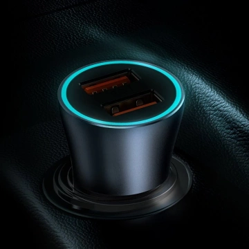 Baseus Golden Contactor Pro rýchla autonabíjačka 2x USB 40 W Quick Charge SCP FCP AFC USB kábel - USB Type C sivý (TZCCJD-A0G)