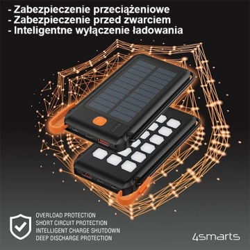 4smart powerbanka Solarny TitanPack Flex 10000mAh černá/oranžová 456301