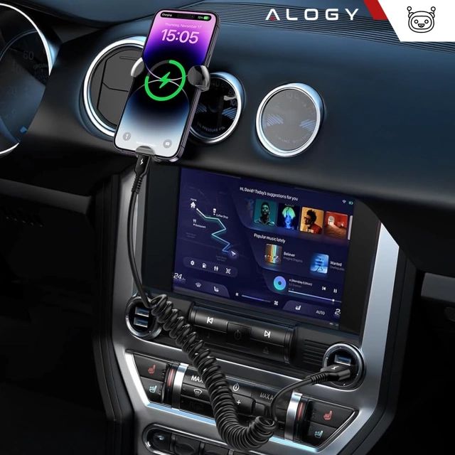 Alogy spirálový nabíjecí kabel do auta pro iPone 3A 150cm USB A-Lightning černý