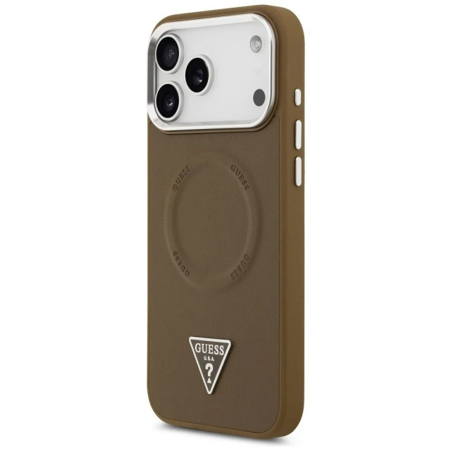 Etui Guess MagSafe do iPhone 17 Pro Triangle Logo Brown