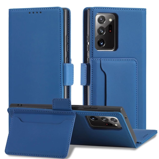 Pouzdro na magnetické karty pro Samsung Galaxy S22 Ultra Cover Card Wallet Card Holder Blue