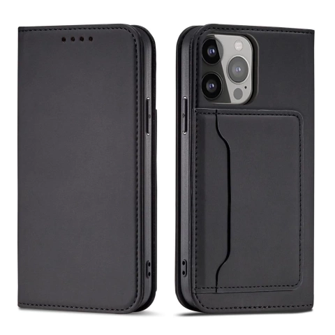 Pouzdro na magnetické karty pro iPhone 13 Pro Pouch Card Wallet Card Holder Card Holder Black