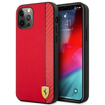 Ferrari iPhone 12 Pro Max 6.7" case red/red hardcase On Track Carbon Stripe