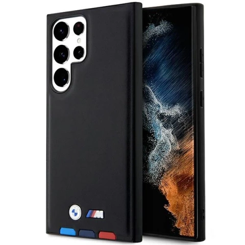 Puzdro BMW BMHCS23L22PTDK pre Samsung Galaxy S23 Ultra S918 Kožená známka Tricolor čierna/čierna