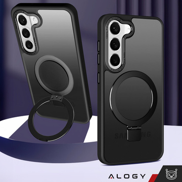 Alogy Stand Ring Case Броньований чохол для телефону MagSafe для Samsung Galaxy S23 Plus матовий чорний