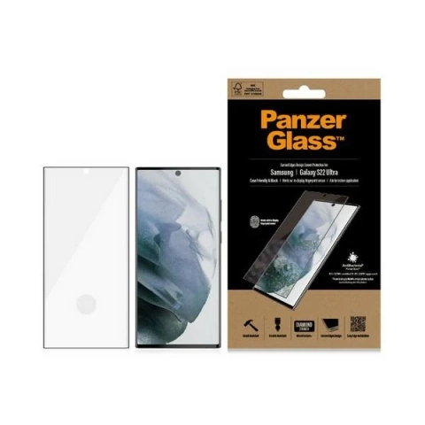 Mikrofrakčné sklo PanzerGlass E2E pre Samsung S22 Ultra G908 Case Friendly AntiBacterial black/black 7295