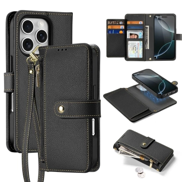 iPhone 16 Pro Dux Ducis Lawa Leather MagSafe Wallet Case Black