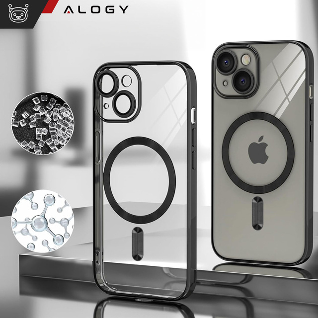 MagSafe Case for iPhone 15 Plus Glamor Luxury Slim Ring Cover Alogy Black Transparent