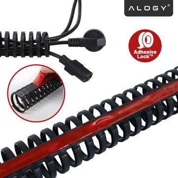 Pružinový organizér kabelů pod stůl – flexibilní samolepicí kryt na kabely 50×4 cm – Alogy CableStrip™ Black