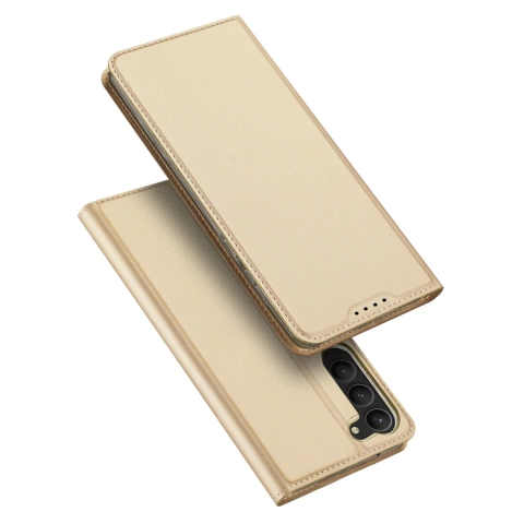 Dux Ducis Skin Pro ochranné puzdro na telefón pre Samsung Galaxy S23 Flip Card Wallet Stand Gold