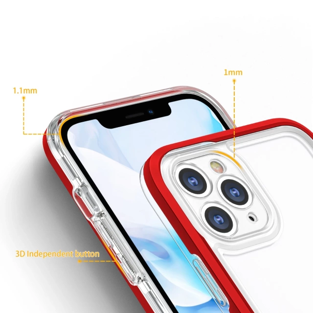 Priehľadné puzdro 3v1 pre iPhone 11 Pro Max Frame Cover Gel Red
