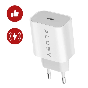 Alogy schnelles USB-C PD 20 W Wandladegerät Lightning-Kabel 1 m Weiß