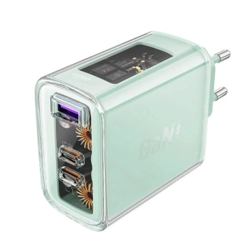 Acefast A45 GaN 65W 3-port charger (1xUSB, 2xUSB-C) green