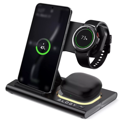 Bezdrôtová nabíjačka pre Samsung: Bezdrôtová nabíjacia stanica 3 v 1 pre Samsung Galaxy Watch 7/6/5/4/3 Pro Classic, Galaxy Buds pre S24 Ultra, S23, S22, S21, S20, Note 20/10, Z Fold