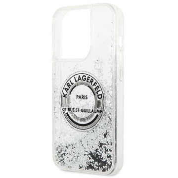 Etui Karl Lagerfeld KLHCP14LLCRSGRS na iPhone 14 Pro 6,1" pevné puzdro Liquid Glitter RSG