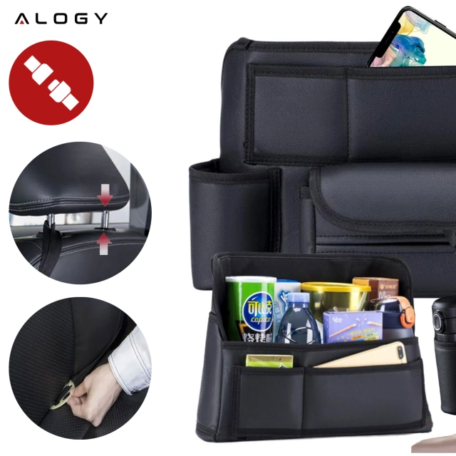 Auto-Organizer für das Auto zwischen Sitzen, Autositz Alogy, Auto-Getränkehalter, Taschentücher, Schwarz