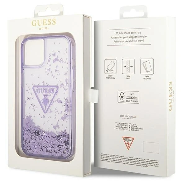 Etui Guess GUHCP14MLFCTPU do Apple iPhone 14 Plus 6,7" fioletowy/purple hardcase Liquid Glitter Palm Collection