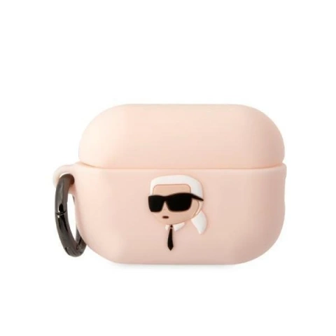 Protective case for headphones Karl Lagerfeld KLAP2RUNIKP for Apple AirPods Pro 2 cover pink/pink Silicone Karl Head 3D