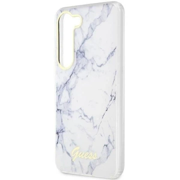Pouzdro Guess GUHCS23SPCUMAH pro Samsung Galaxy S23 S911 bílé/bílé pevné pouzdro Marble