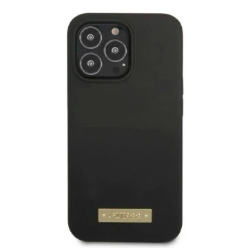 Etui Guess GUHMP13XSPLK do Apple iPhone 13 Pro Max 6,7" czarny/black hard case Silicone Logo Plate MagSafe