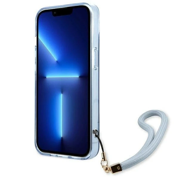 Etui Guess GUHCP13SHTSGSB do Apple iPhone 13 Mini 5,4" niebieski/modré pevné puzdro Translucent Stap