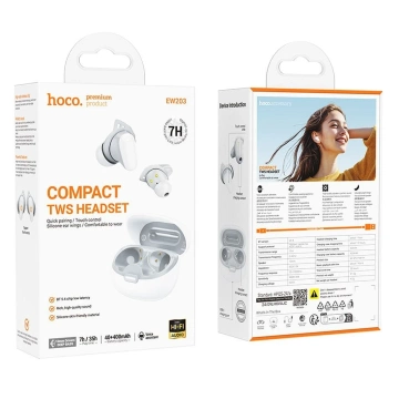 Hoco EW203 TWS In-Ear Wireless Headphones White with Case