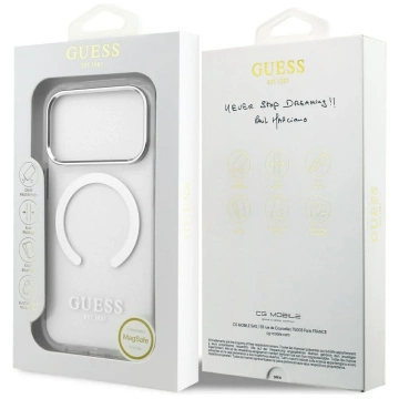 Etui Guess Metal Outline MagSafe na iPhone 17 Pro - Srebrne