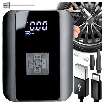 Electric Bicycle Pump for Bicycle Cordless Car Air Compressor Portable with Flashlight 150 PSI Alogy Black