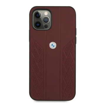 BMW BMHCP12LRSPPR phone case for Apple iPhone 12 Pro Max 6.7" red/red hardcase Leather Curve Perforate