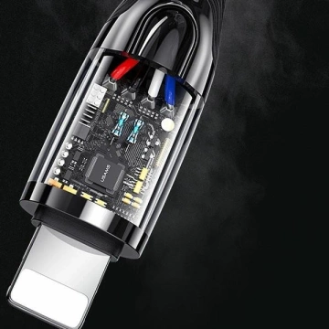 USAMS pletený kabel USB-C na Lightning Smart Power-off 20W PD kabel 1,2 m černý