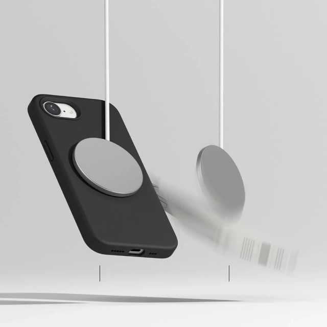 Silikonový magnetický pouzdro MagSafe pro iPhone 16e, černé barvy