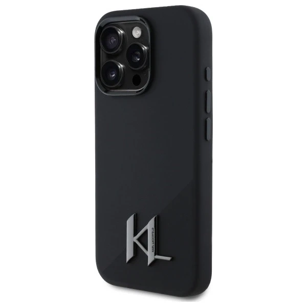 Etui Karl Lagerfeld для iPhone 16 Pro Max 6.9" Czarny MagSafe Hardcase Silicone Shadow Metal Initial