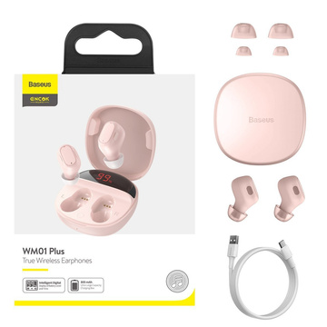 Baseus Encok WM01 Plus TWS headphones (pink)