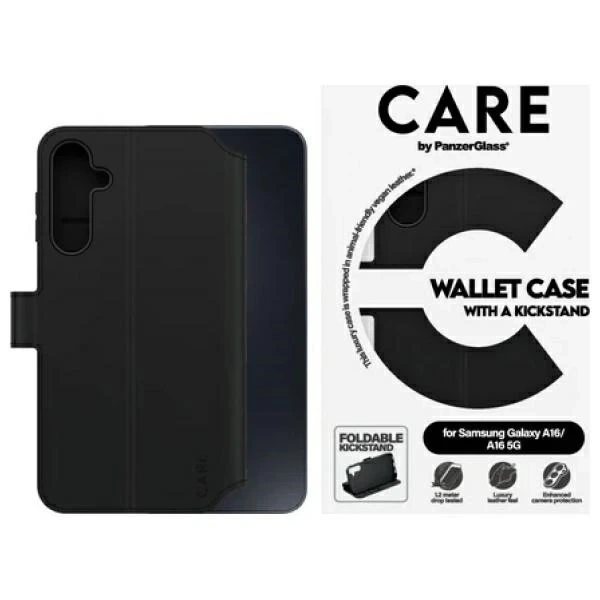 Samsung Galaxy A16 CARE by PanzerGlass Feature Kickstand Wallet Black