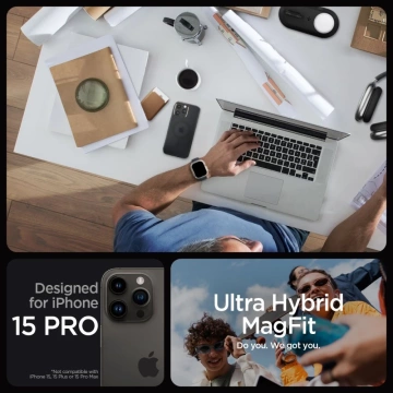 Spigen Ultra Hybrid Mag pro MagSafe pro iPhone 15 Pro Case Frost Black