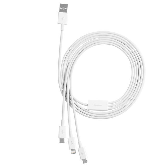 Kabel 1.5m Baseus Superior Series USB 3w1 micro USB / Lightning / USB-C 3.5A Білий