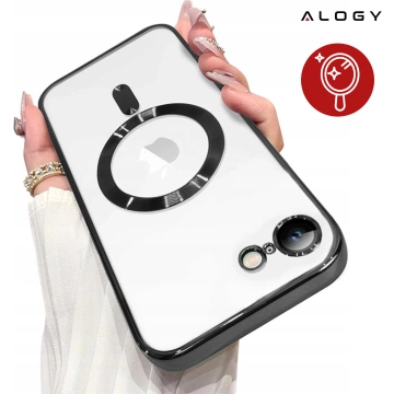 Чохол Alogy LuxeShield™️ Glamour Luxury Ring MagSafe з кришкою камери та корпусом камери чорного кольору