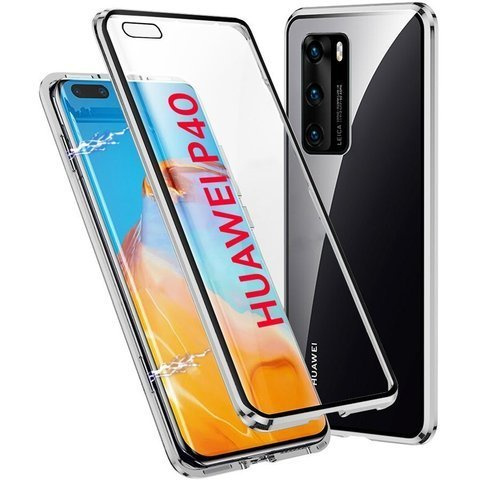 Двосторонній магнітний чохол Dr.Fit для Huawei P40 Silver
