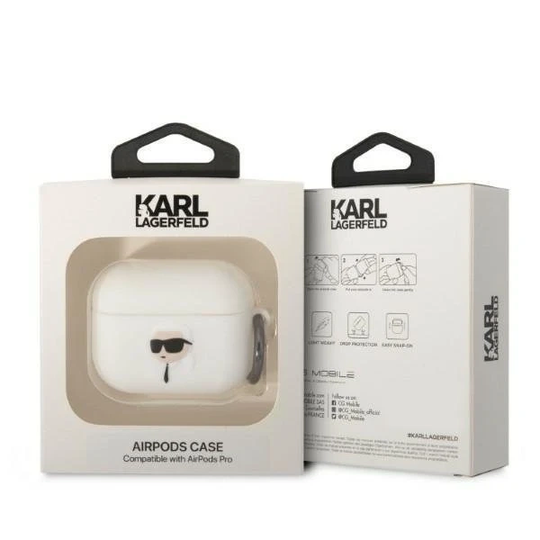 Schutzhülle für Kopfhörer Karl Lagerfeld für AirPods Pro Cover weiß/weiß Silikon Karl Head 3D