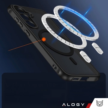 Samsung Galaxy S25 Plus Hülle, Schutzhülle, Alogy Matte HybridMag™️ Hülle für MagSafe, Mattschwarz